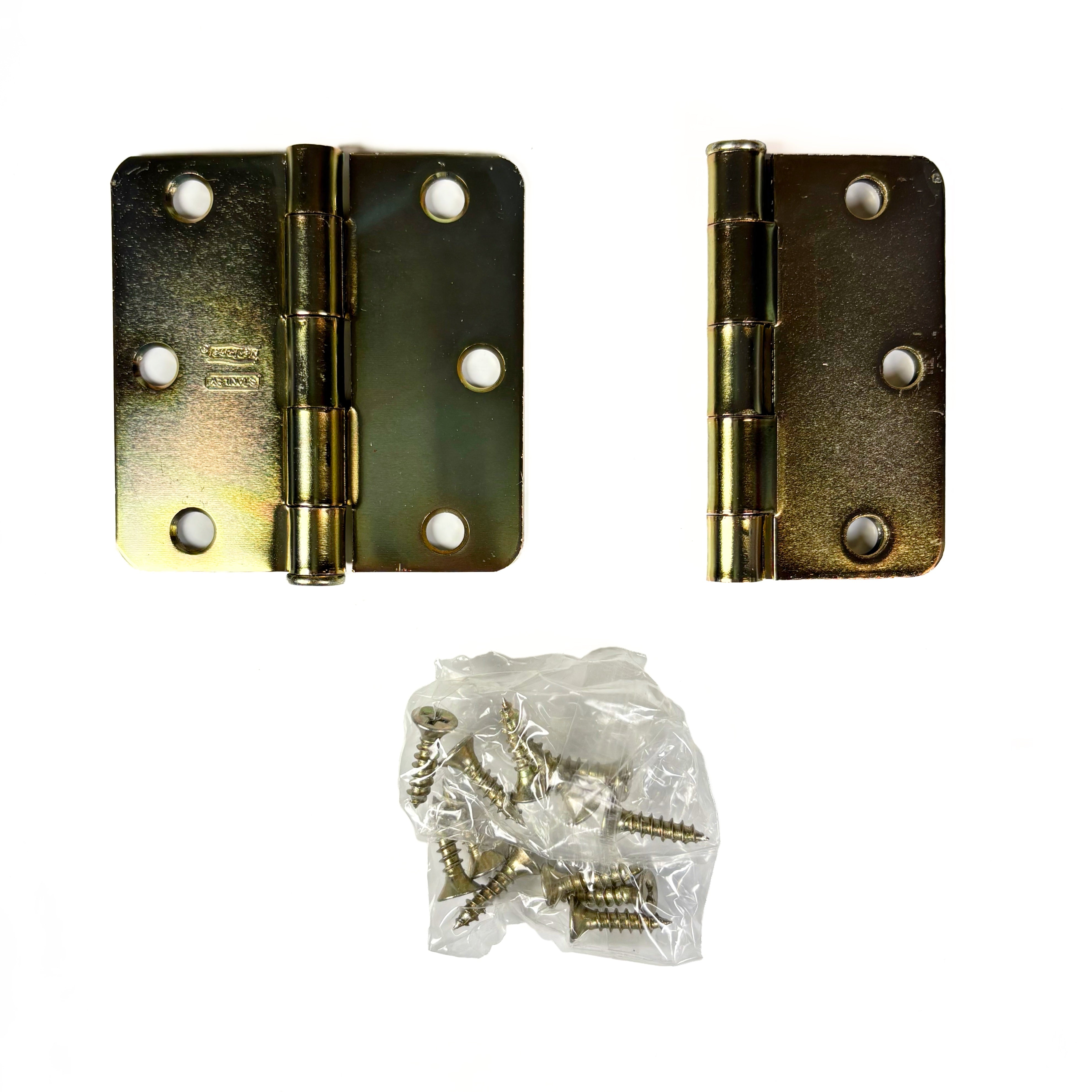Door Hinges 3 Inch 1/4 Radius Brass Tone 2 Pack (POS)