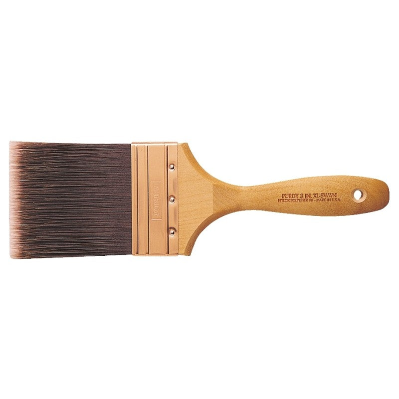 Purdy 400340 Wall Brush, Hardwood Handle, 4 in W, Nylon/Polyester Bristle, Beaver Tail Handle