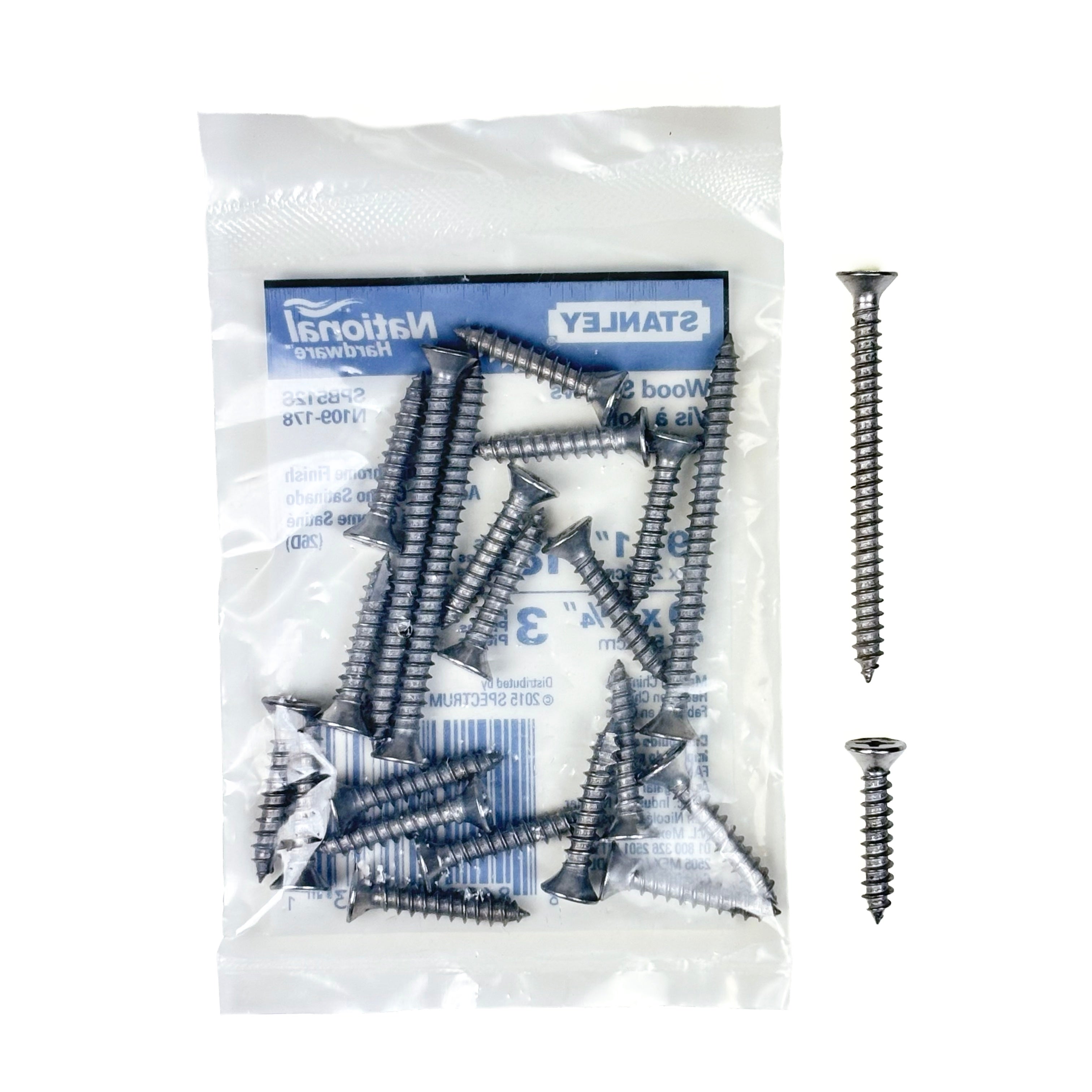 Door Hinge Reinforcement Screws #9 By 1 & 2-1/4 Inch Satin Chrome