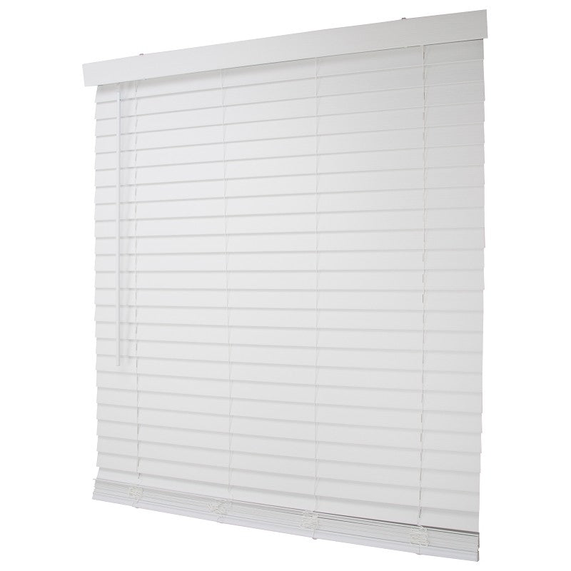 Simple Spaces FWMB-20 Blind, 64 in L, 47 in W, Faux Wood, White, 2 in Slat Width (Pack of 2)
