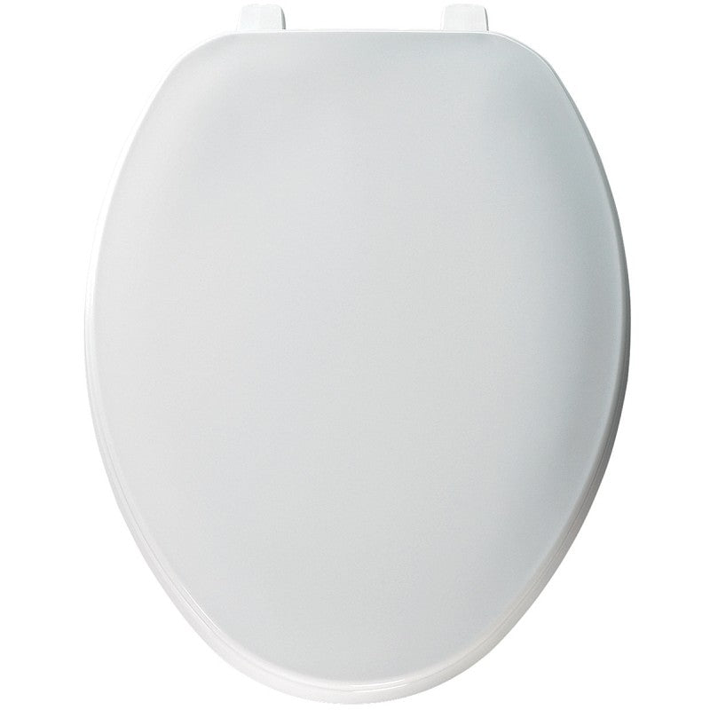 Bemis 170-000 Toilet Seat, 18-7/16 in L, 13-15/16 in W, 1-9/16 in H, Elongated, Plastic, White, Top-Tite Hinge