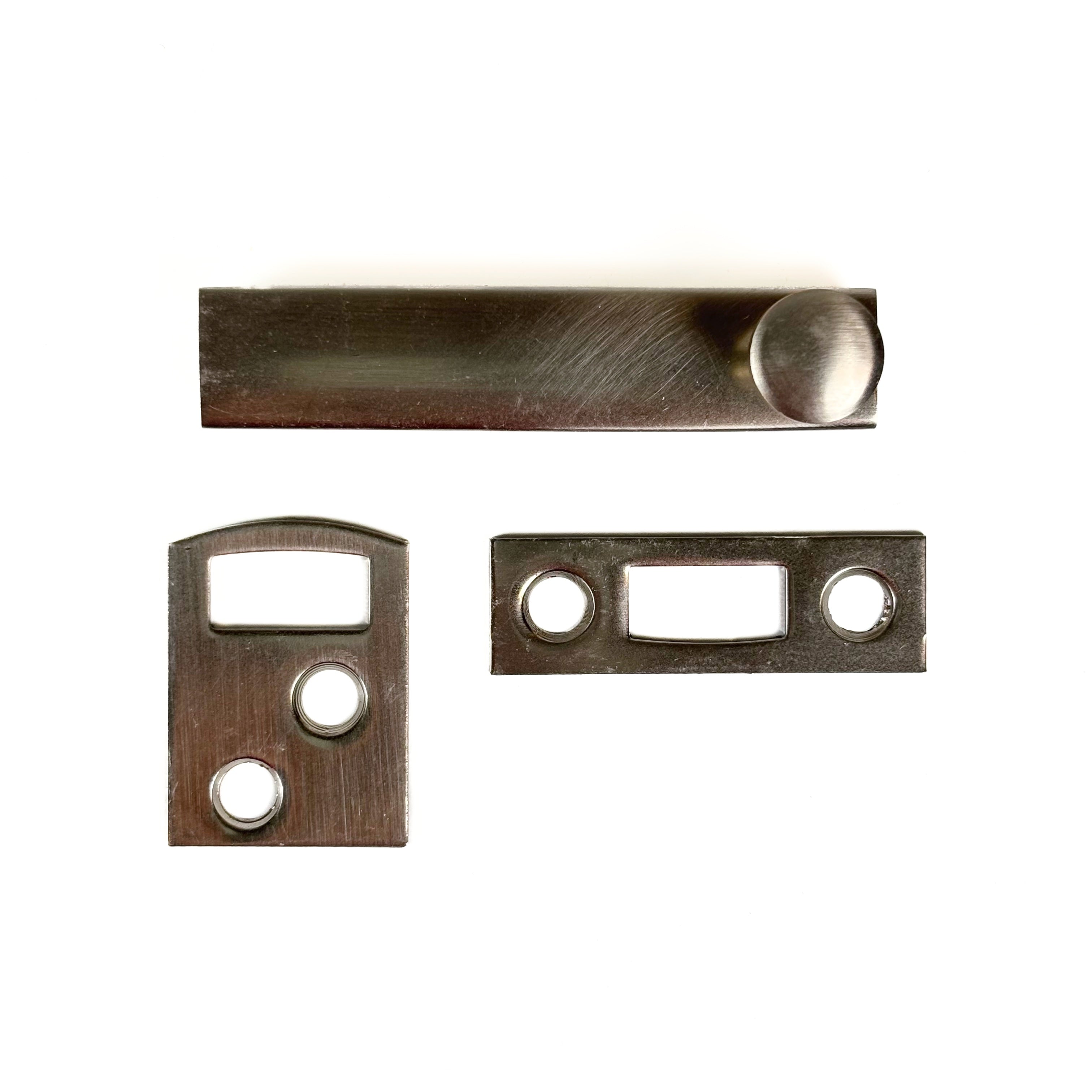 Flush Surface Bolt 2-1/2 Inch Satin Nickel On Solid Brass