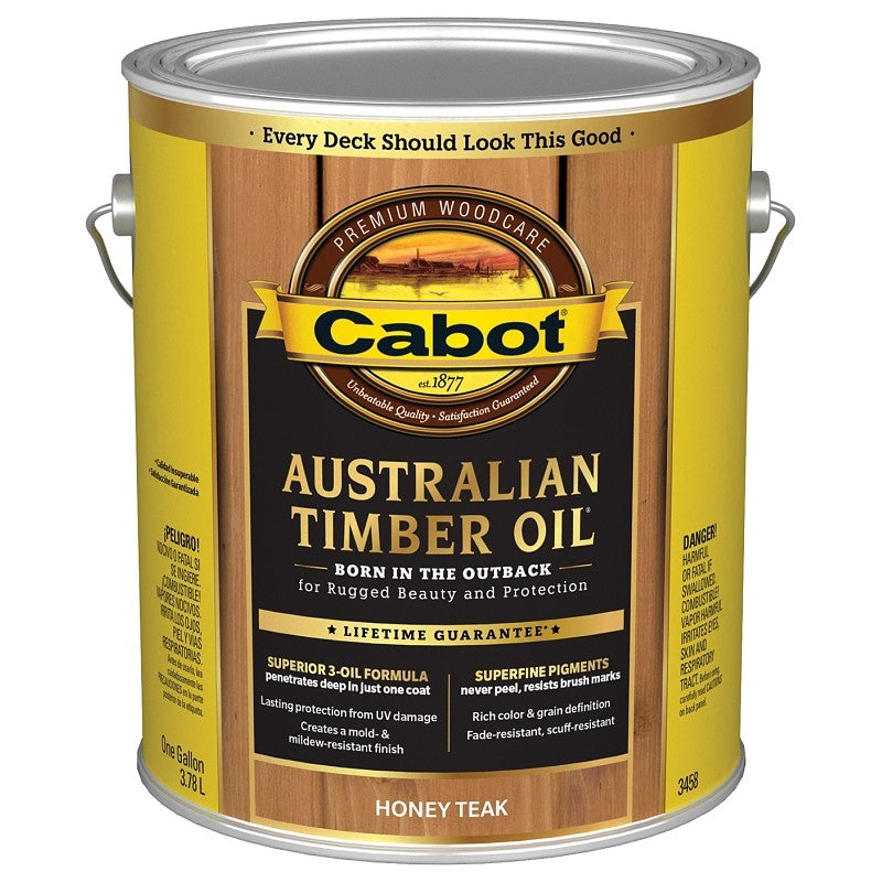 Cabot 140.0003458.007 Australian Timber Oil, Honey Teak, Liquid, 1 gal (Pack of 4)