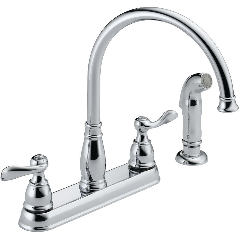 Delta Windemere Series 21996LF-SS Kitchen Faucet with Side Sprayer, 1.8 gpm, 2-Handle, Plastic, Stainless Steel