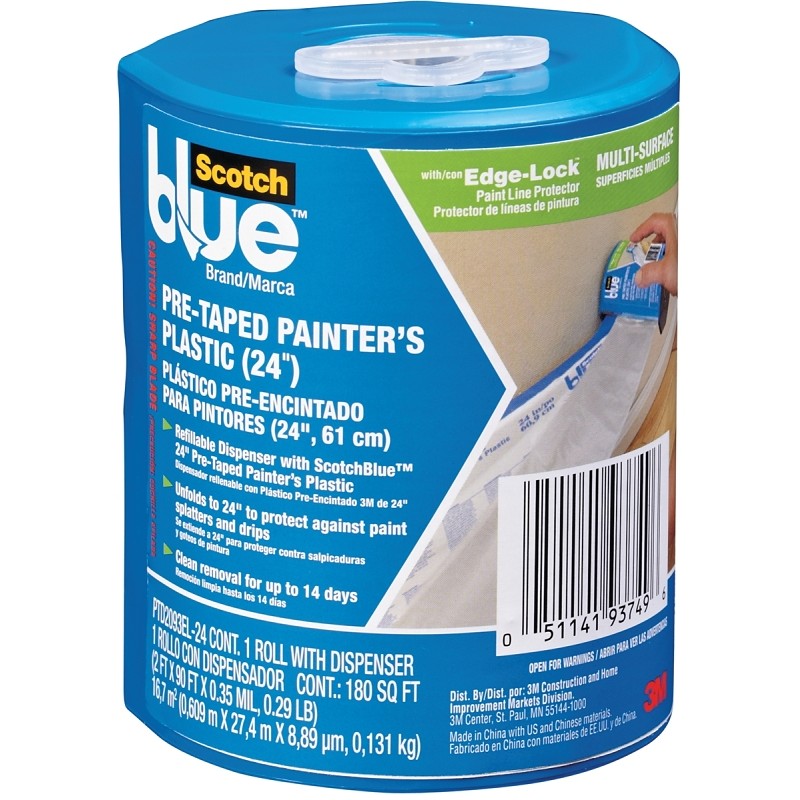 ScotchBlue PTD2093EL-24-S Painter's Tape with Dispenser, 30 yd L, 24 in W, Blue