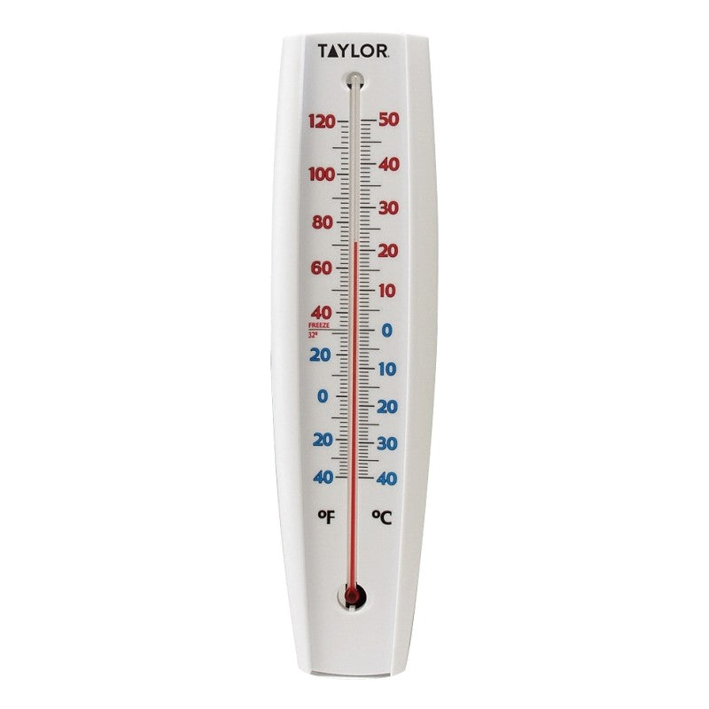 Taylor 5109 Thermometer, White Casing, 14-1/2 in H x 3-1/4 in W Dimensions, -40 to 120 deg F
