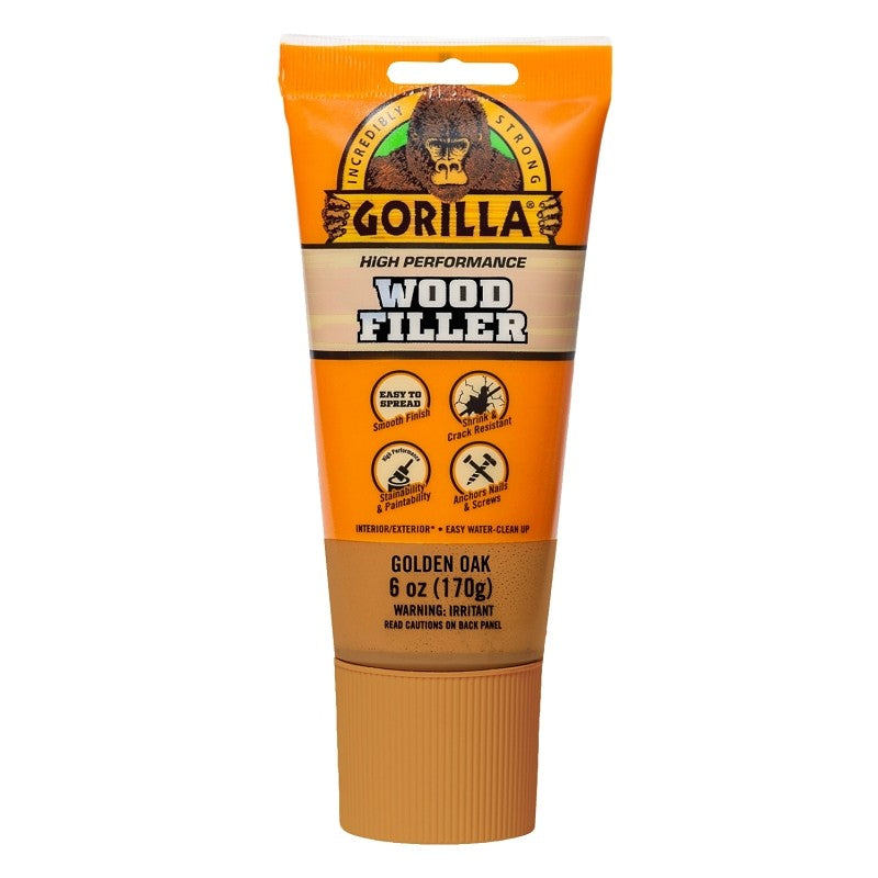Gorilla 112125 Wood Filler, Golden Oak, 6 oz Tube