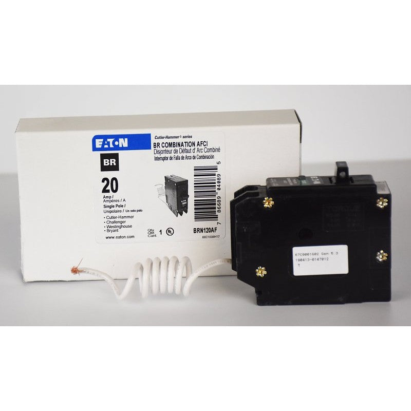 Cutler-Hammer BRP120AF Circuit Breaker, Type BR, 20 A, 1 -Pole, 120 VAC, Instantaneous, Long Time Trip