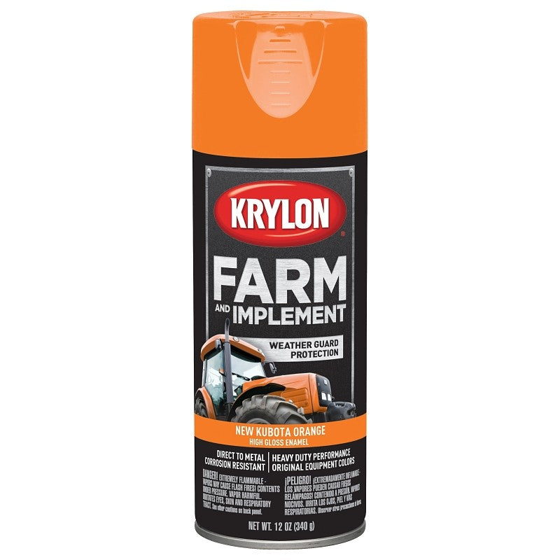 Krylon K01954000 Farm Equipment Spray, High-Gloss, New Kubota Orange, 12 oz (Pack of 6)