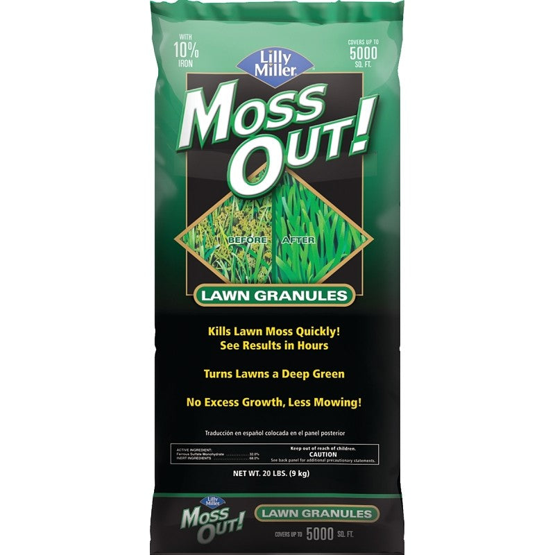 Moss Out! 100099164 Moss and Algae Killer, Granular, Black/Gray, 20 lb