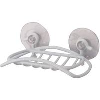 White Vinyl On Metal Soap Dish With Clear Suction Cups
