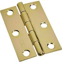 Non-Removable Fixed Pin Narrow Hinges 1 By 1 Inch Brass Finish Steel 2 Pack