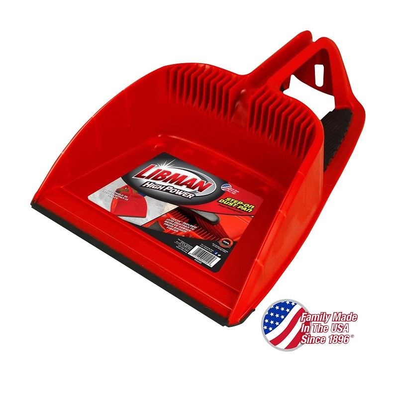 Libman 2125 Large Capacity High-Power Step-On Dustpan, 17-3/4 in L, 12 in W, Santoprene Rubber, Black/Red