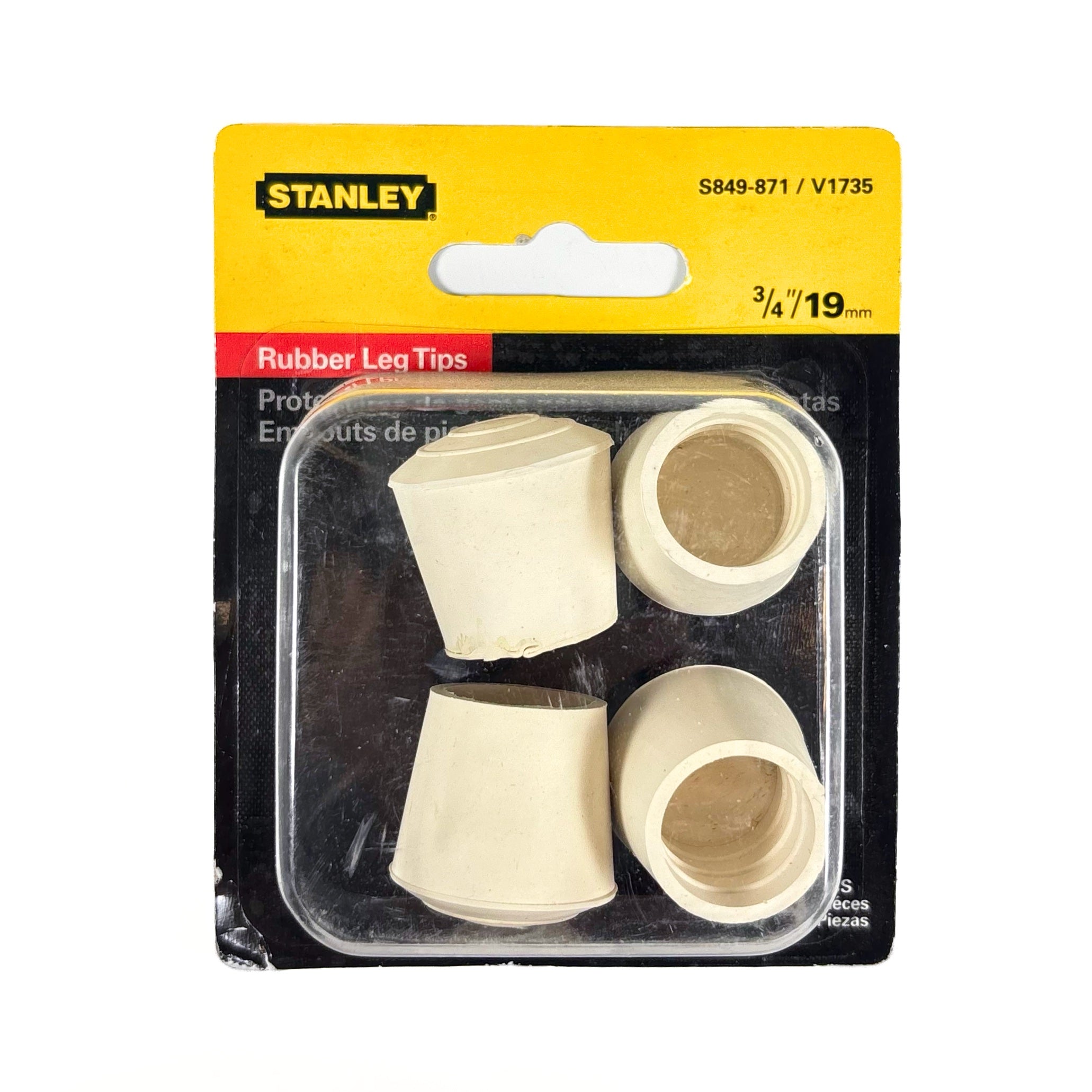 Leg Tips 3/4 Inch White Rubber 4 Pack