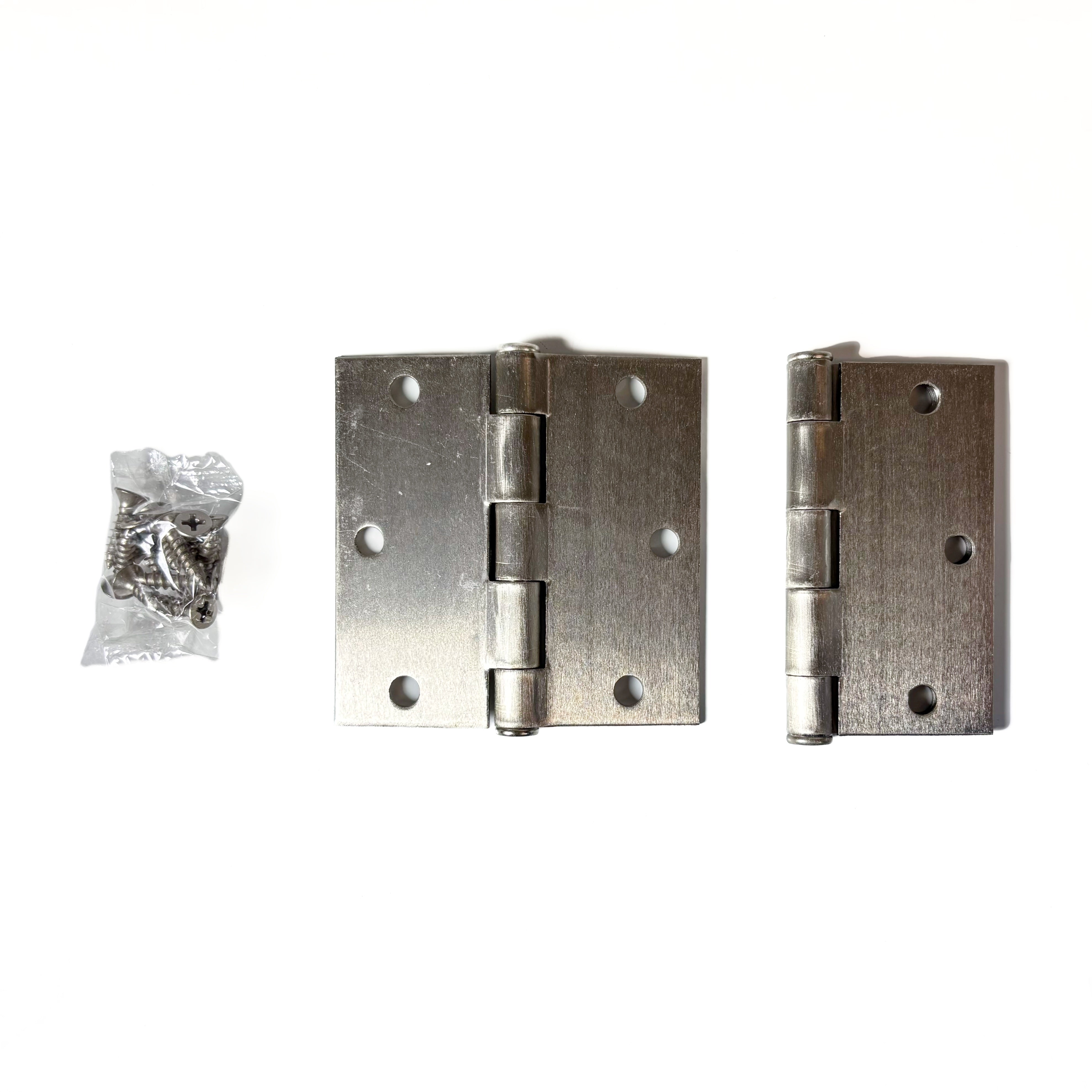 Door Hinges 3-1/2 Inch Square Corner Satin Nickel 2 Pack