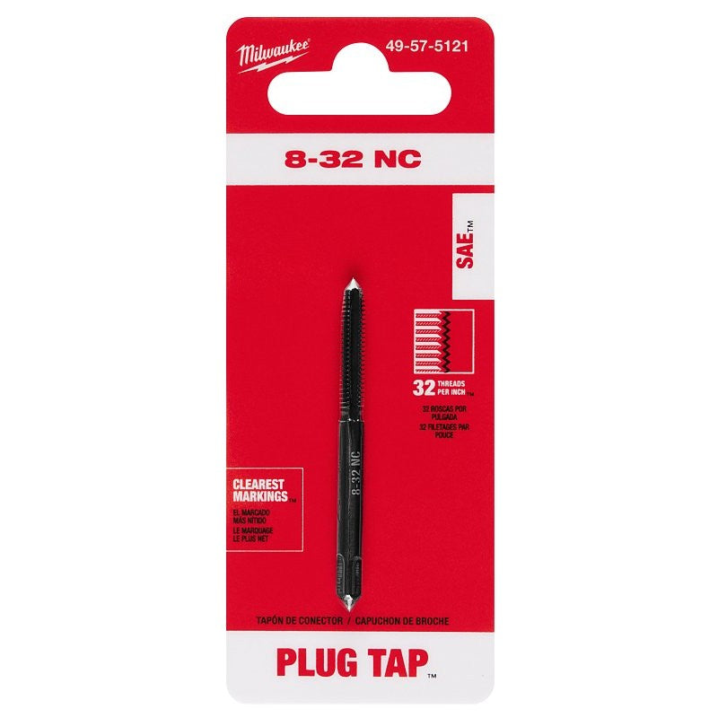 Milwaukee 49-57-5121 Straight Flute Plug Tap, #8-32 Thread, Coarse Thread, HCS
