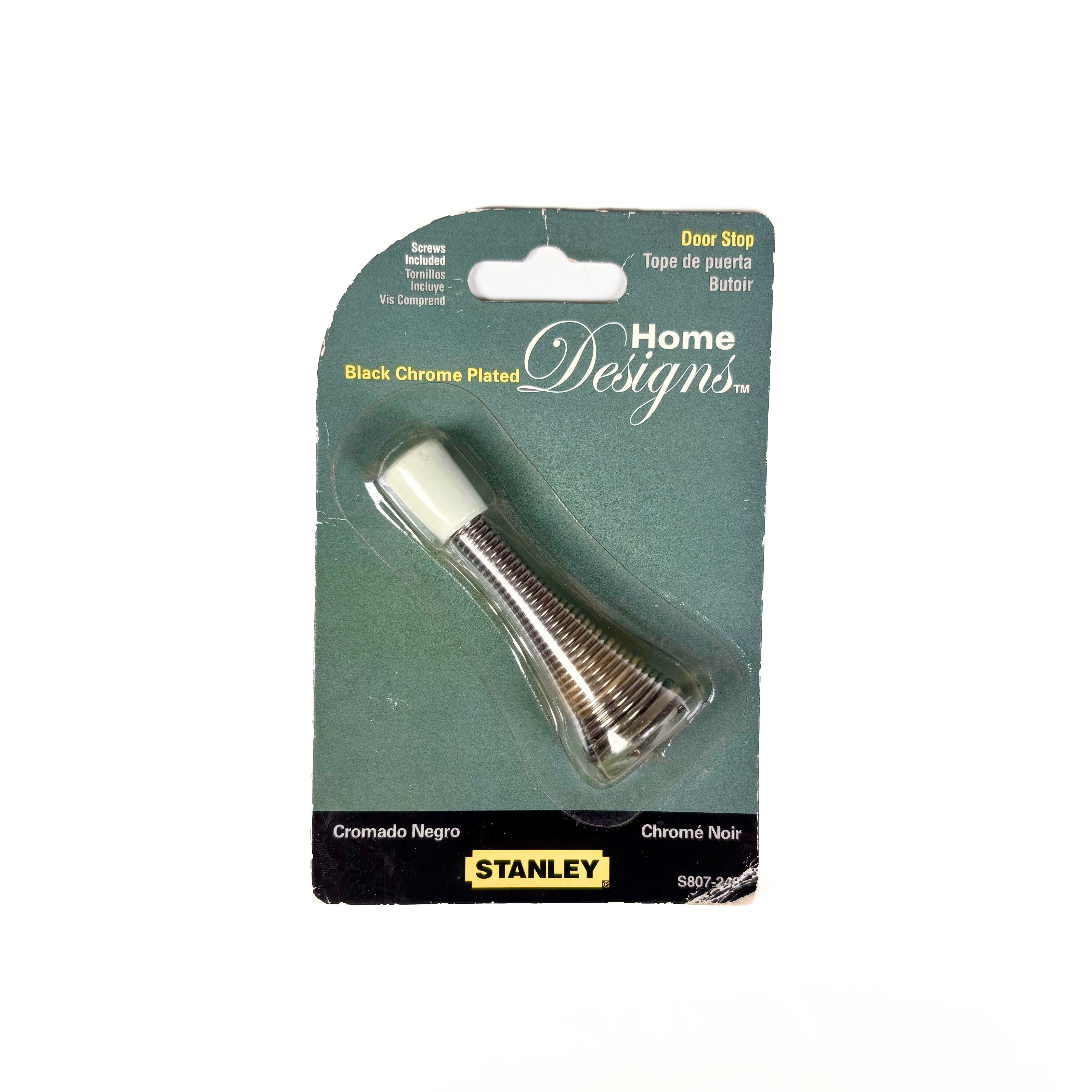 Heavy Duty Spring Door Stop 3 Inch Black Chrome (POS)