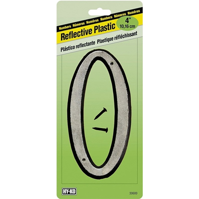 Hy-Ko 30600 Series 30610 House Number, Character: 0, 4 in H Character, Black/White Character, Plastic (Pack of 10)
