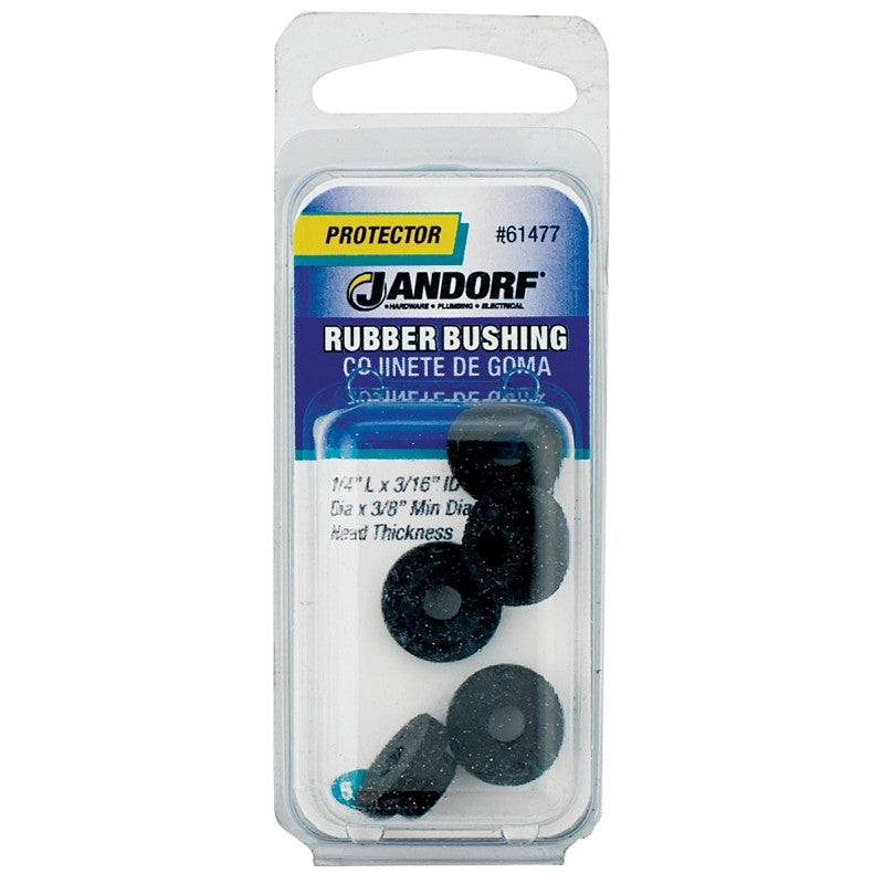 Jandorf 61477 Conduit Bushing, 3/16 in Dia Cable, Rubber, Black, 3/16 in Thick Panel