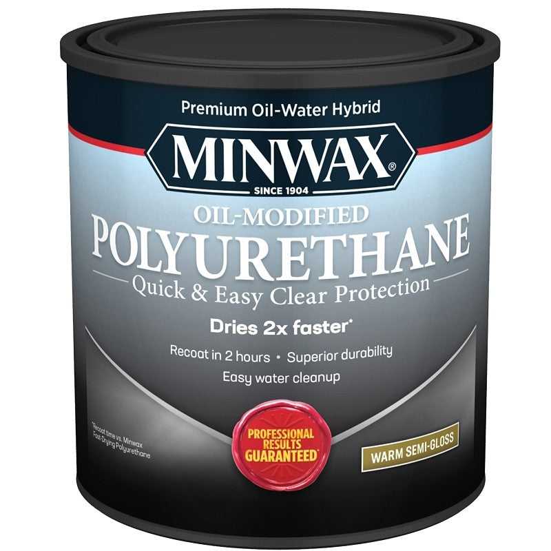 Minwax 630200444 Polyurethane, Semi-Gloss, Liquid, Clear, 1 qt, Can
