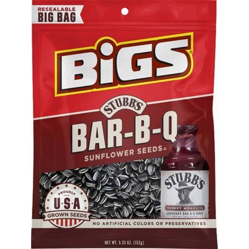 Bigs 607455 Sunflower Seeds, Tangy BBQ, 5.35 oz, Bag (Pack of 12)