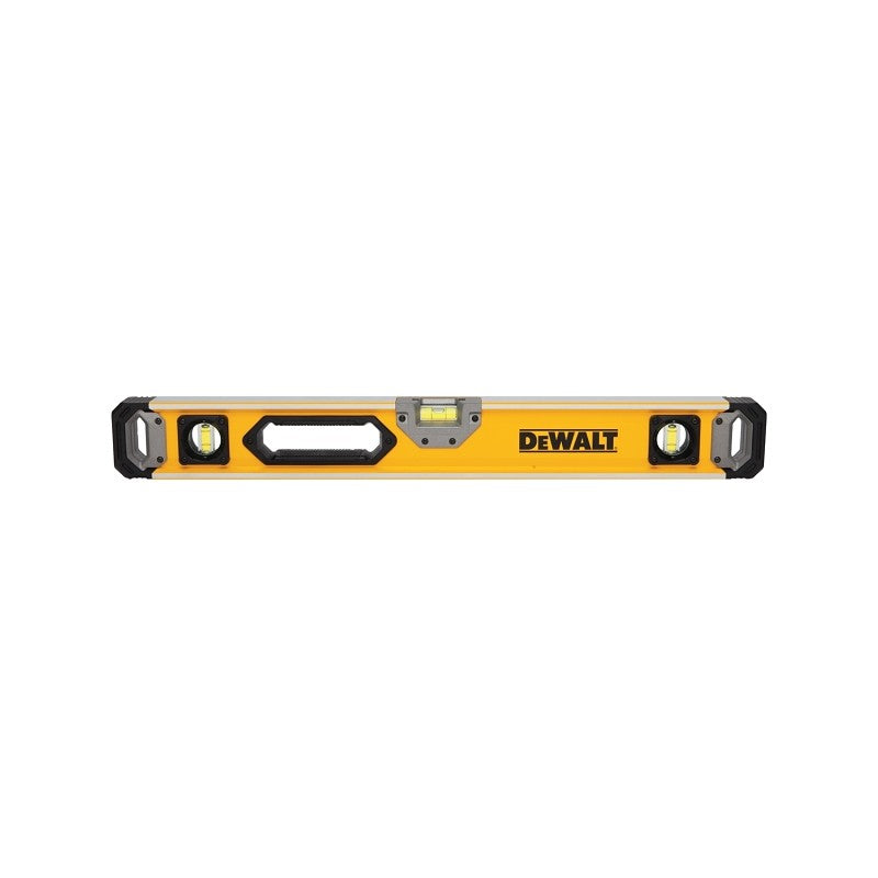 DEWALT DWHT43025 Box Beam Level, 24 in L, 3-Vial, 1-Hang Hole, Magnetic, Aluminum, Black/Yellow