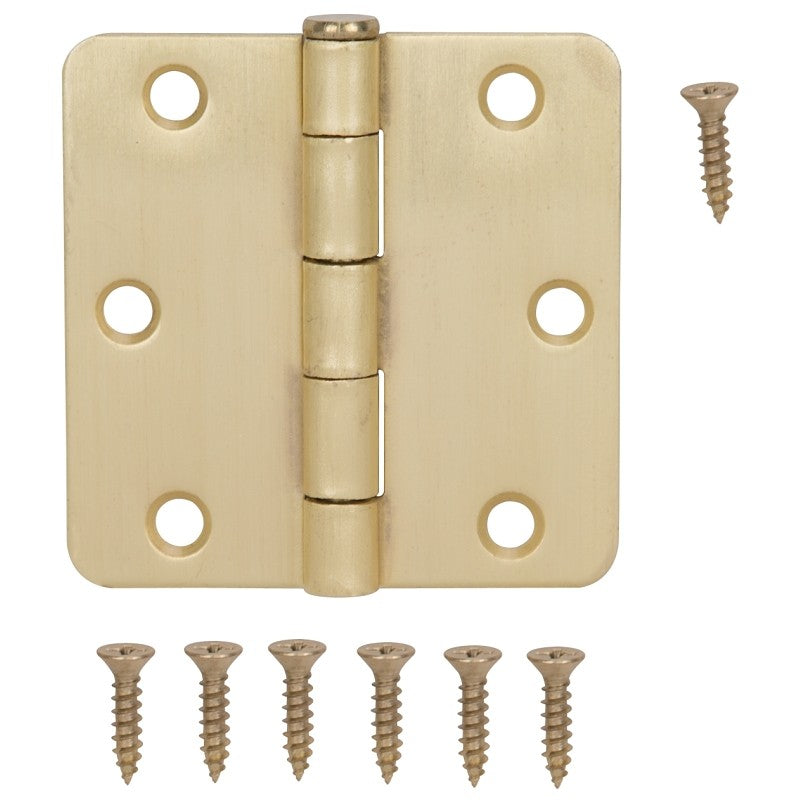 ProSource BH-BR01-PS Door Hinge, Steel, Satin Brass, Loose Pin, 180 deg Range of Motion, Screw Mounting