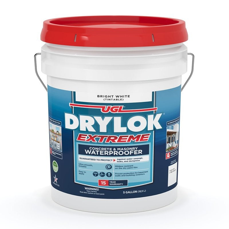 Drylok Extreme Series 28615 Masonry Waterproofer, White, Liquid, 5 gal, Pail