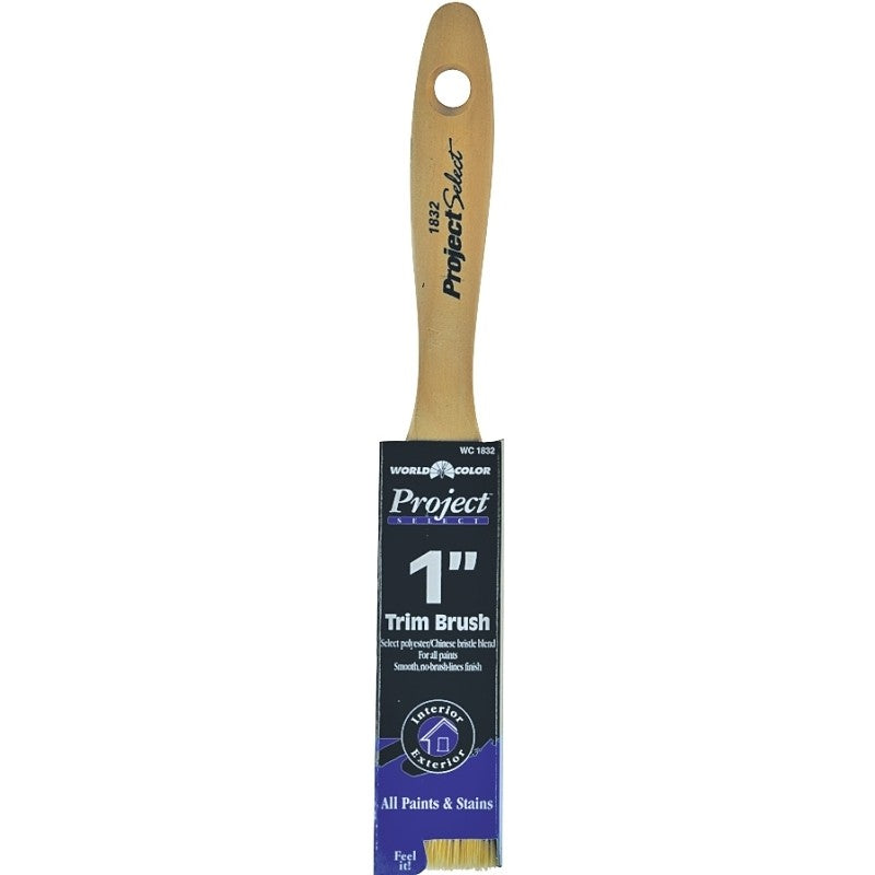 Linzer Impact 1832-1 Paint Brush, 1 in W, Chisel Trim, Wall Brush, 2-1/4 in L Bristle, Poly Bristle, Sanded Handle