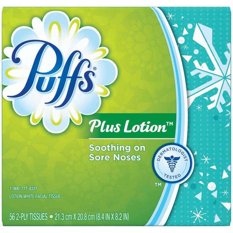 Puffs 34864 Facial Tissue, 8.4 in L, 8.2 in W, 2-Ply (Pack of 24)