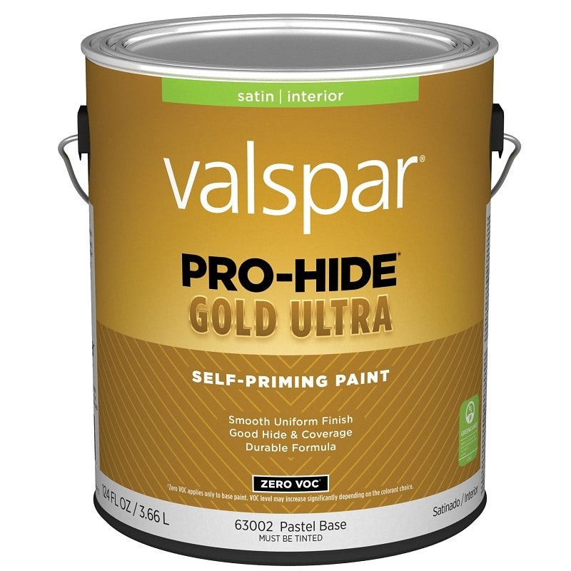Valspar Pro-Hide Gold Ultra 6300 028.0063002.007 Latex Paint, Acrylic Base, Satin, Pastel Base, 1 gal (Pack of 4)