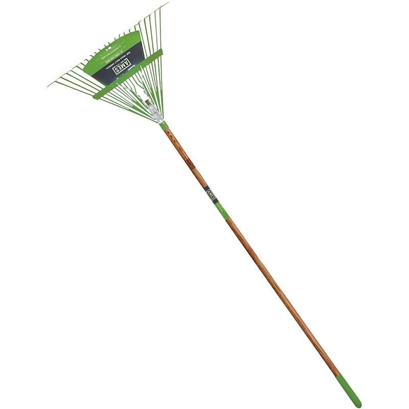 Ames 2915612 Leaf Rake, Steel Tine, 22-Tine, Wood Handle