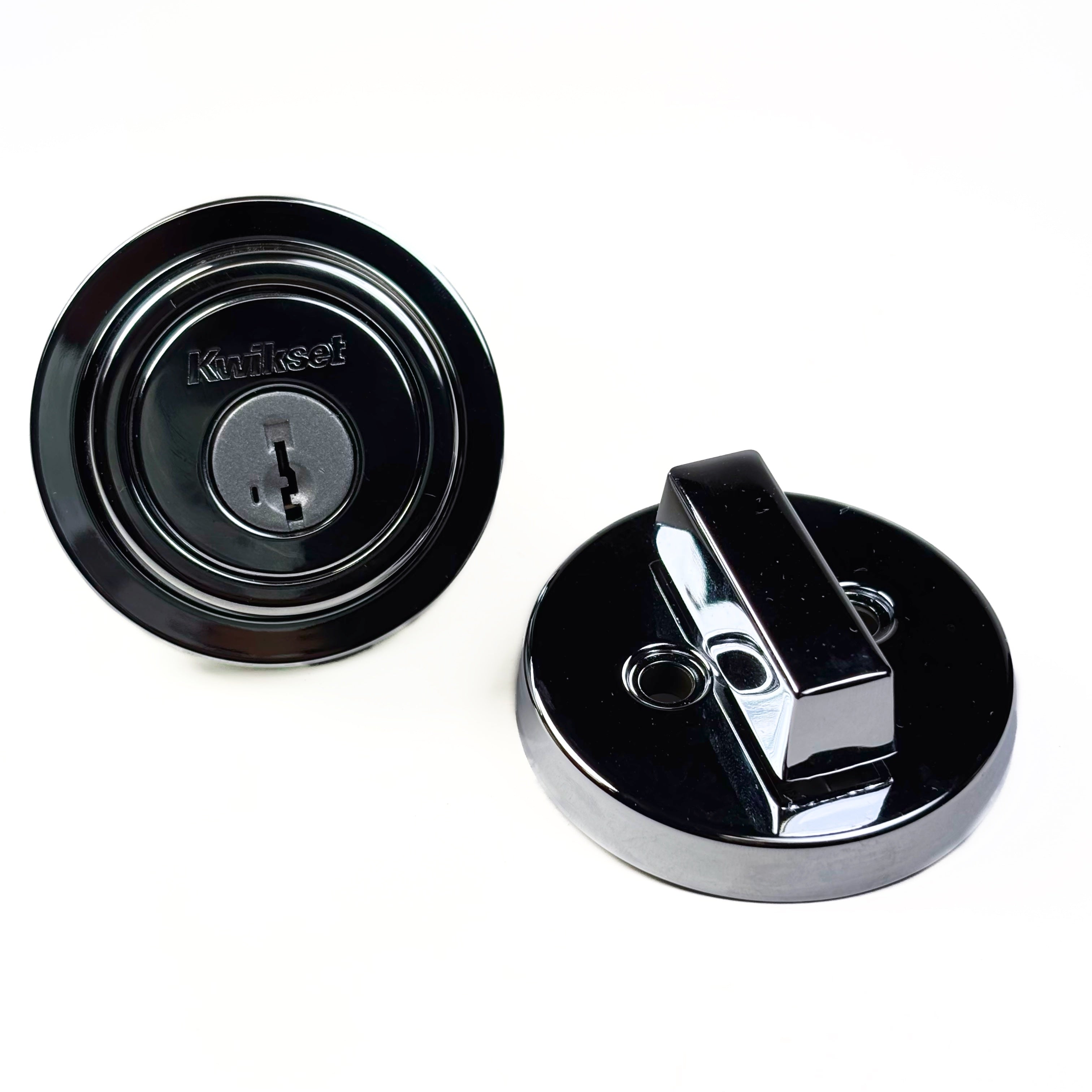 Contemporary Round Single Cylinder Smartkey Deadbolt Polished Chrome Square Corner Latch (POS)