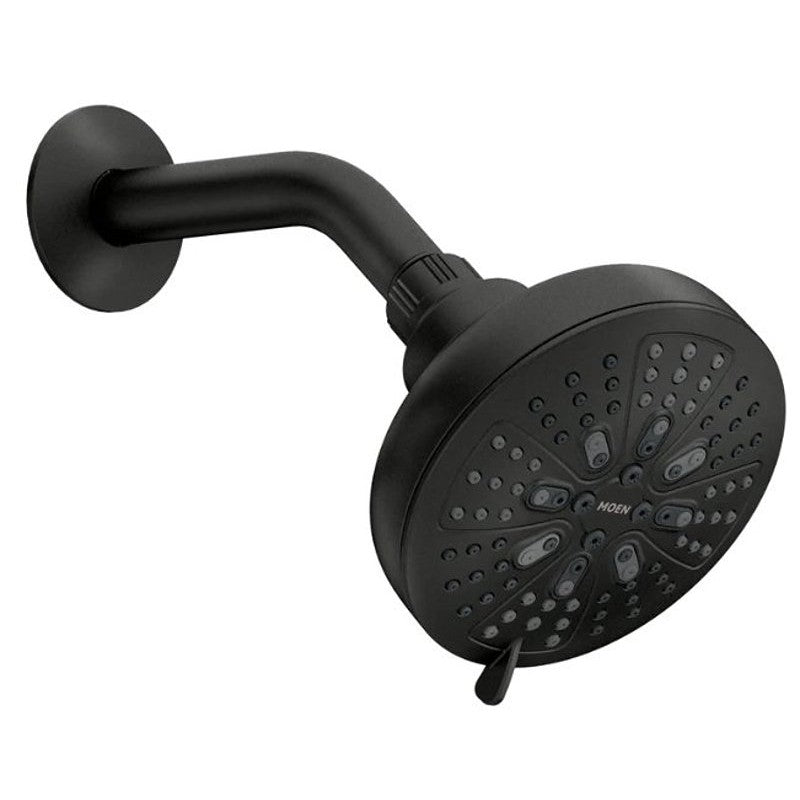 Moen Hydro Energetix 200W0BL Showerhead, Round, 1.75 gpm, 1/2 in Connection, IPS, 8-Spray Function, Matte Black