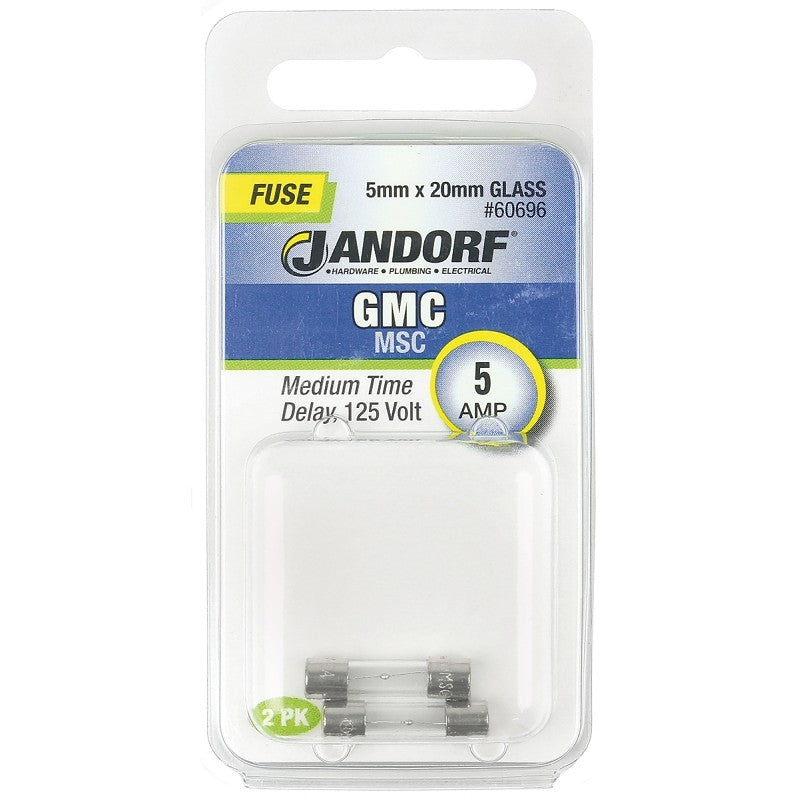 Jandorf 60696 Time Delay Fuse, 5 A, 125 V, 10 kA Interrupt, Glass Body