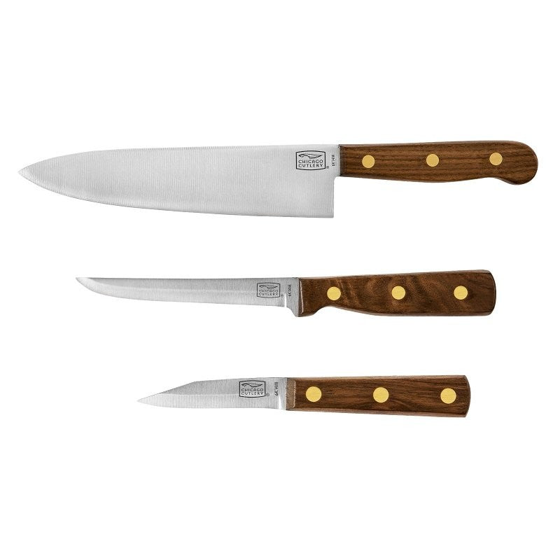 Chicago Cutlery Walnut Tradition Series B42 Knife Set, 3-Piece, Stainless Steel/Wood, Walnut (Pack of 3)