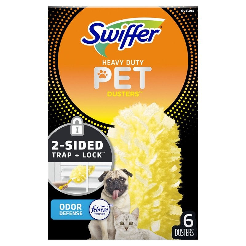 Swiffer 79889 Multi-Surface Duster Pet Refill with Febreze Odor Defense, Fiber Head, White/Yellow