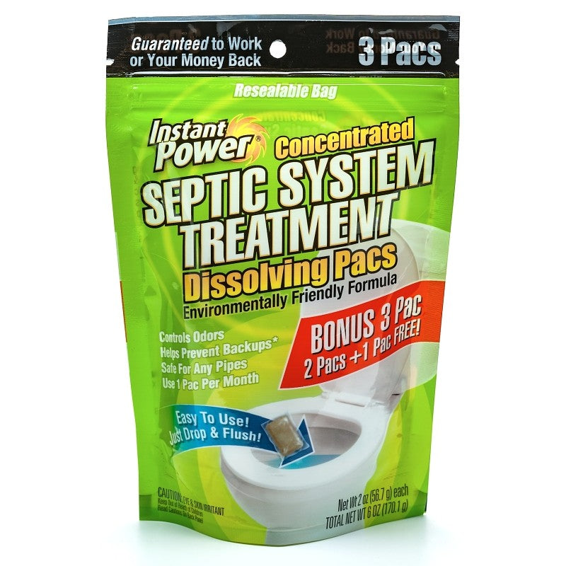 Instant Power 1852 Septic System Treatment, Powder, Light Brown, Characteristic, Weak, 2 oz Pack