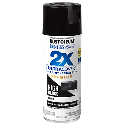 Rust-Oleum 331172 Spray Paint, High-Gloss, Black, 12 oz, Can