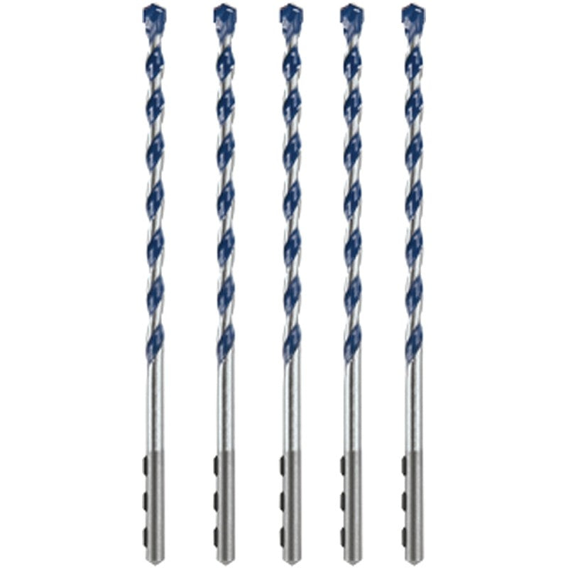 Bosch HCBG0605T Hammer Drill Bit Set, 1/4 in Dia, 6 in OAL, Milled Flute, 1/4 in Dia Shank, Hex Shank