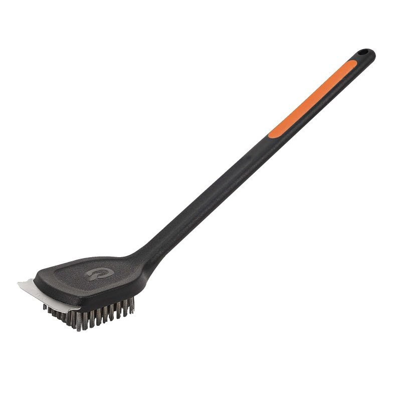 Mr. BAR-B-Q 60303Y Grill Brush with Scraper, Stainless Steel Bristle, TPR Handle, Soft-Grip Handle, 18 in L