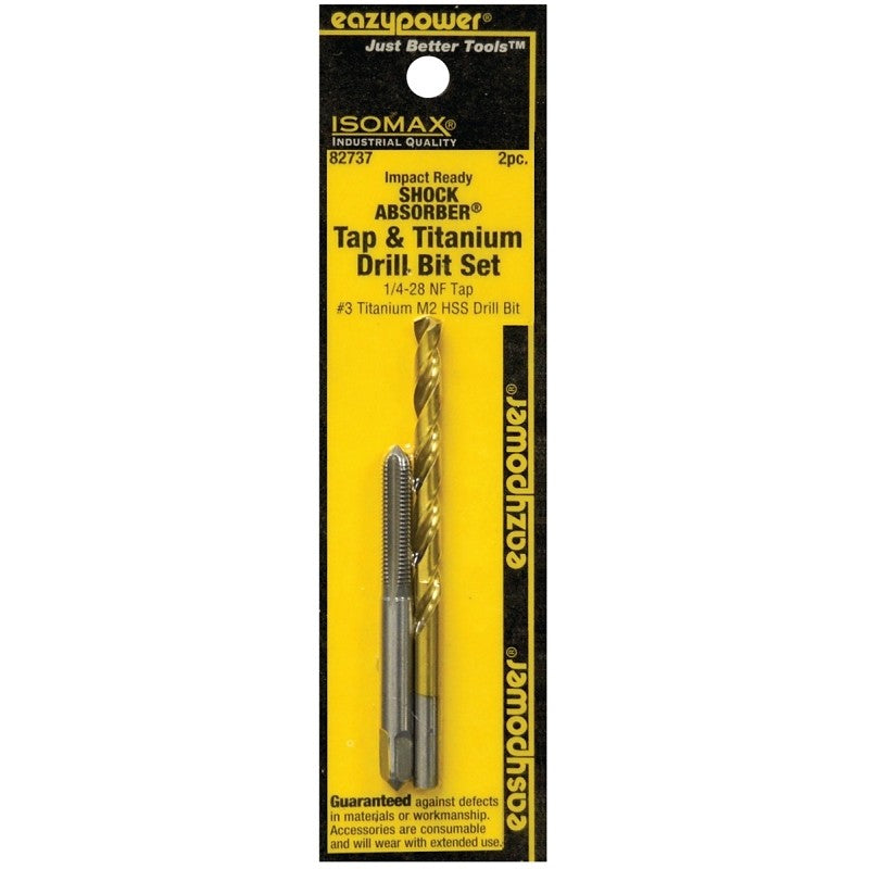 Eazypower 82737 Tap and Drill Set, 1/4-28 Thread, Titanium