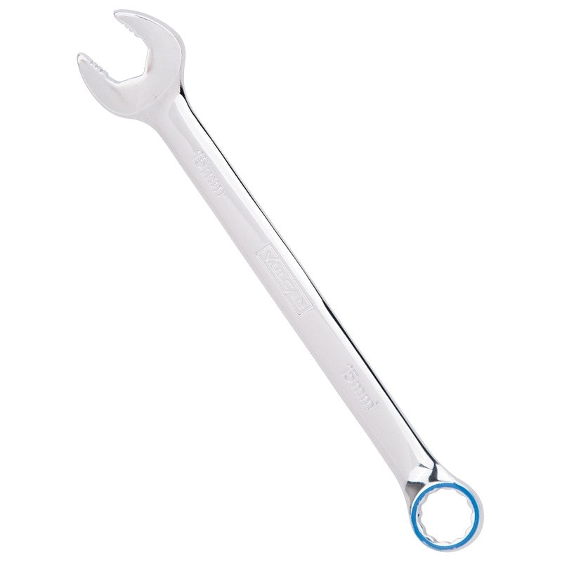 Vulcan MT6548507 Combination Wrench, Metric, 15 mm Head, Chrome Vanadium Steel, Silver