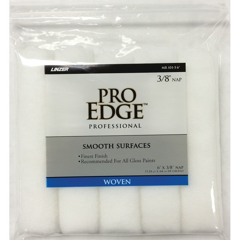 Linzer MR 101-5 6IN Paint Roller Cover, 3/8 in Thick Nap, 6 in L, Fabric Cover, White