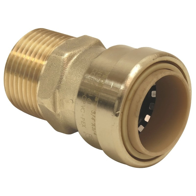 B & K ProLine Series 630-103 Adapter, 1/2 in, Push-Fit x Male, Brass, 200 psi Pressure