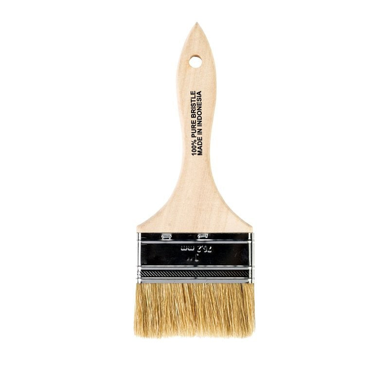 Wooster F5117-3 Paint Brush, 3 in W, 1-11/16 in L Bristle, Soft Natural China Bristle, Plain-Grip Handle