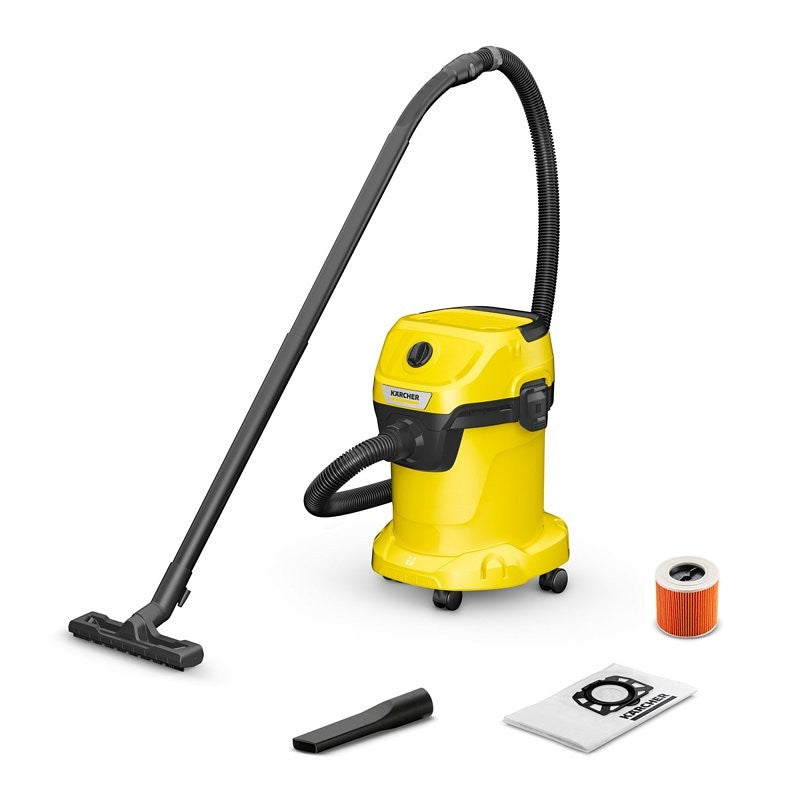 Karcher WD 3 Series 1.628-114.0 Wet and Dry Vacuum Cleaner, 4.5 gal, 78 cfm Air, Cartridge, 1000 W, 120 V, Yellow