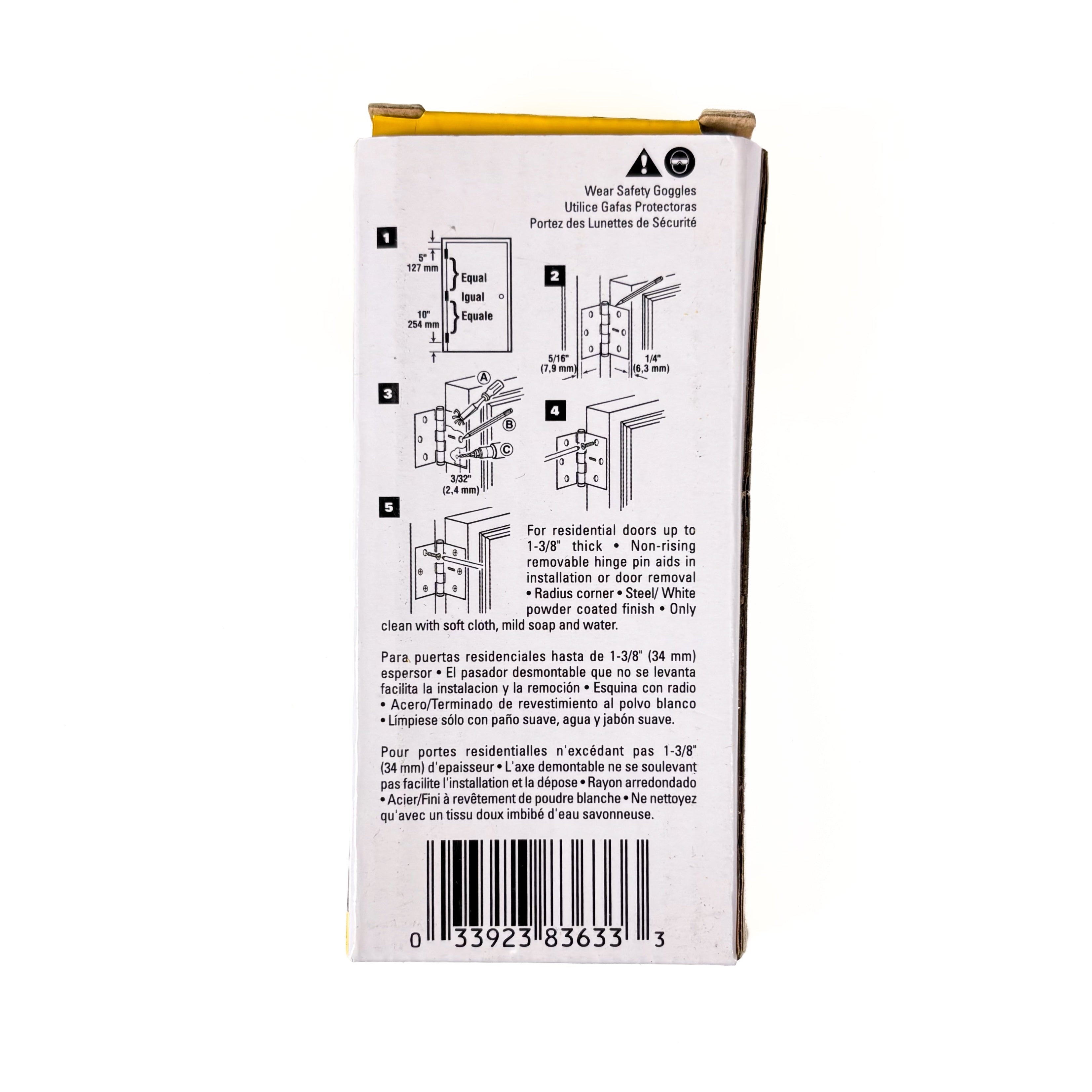 Door Hinges 3-1/2 Inch 1/4 Radius White 2 Pack