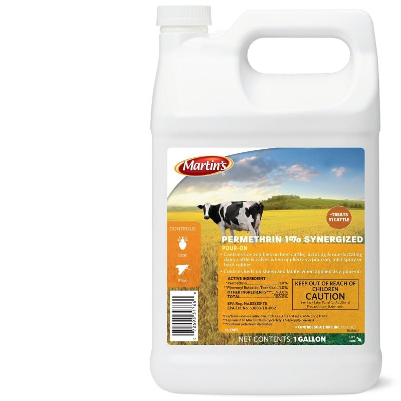 Martin's 82031766 Pour-On Insecticide, Liquid, Light Amber, Mild Hydrocarbon, 1 gal (Pack of 8)