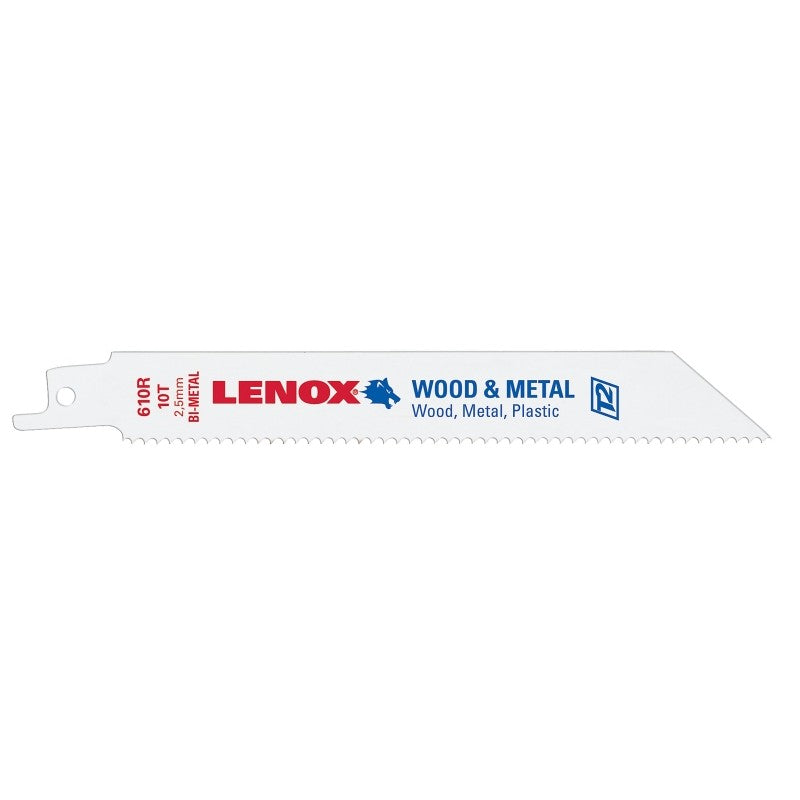 Lenox 22761OSB610R Series Reciprocating Saw Blade, Applicable Materials: Ferrous Metal, 3/4 in W, 6 in L, 10 TPI, 50/PK